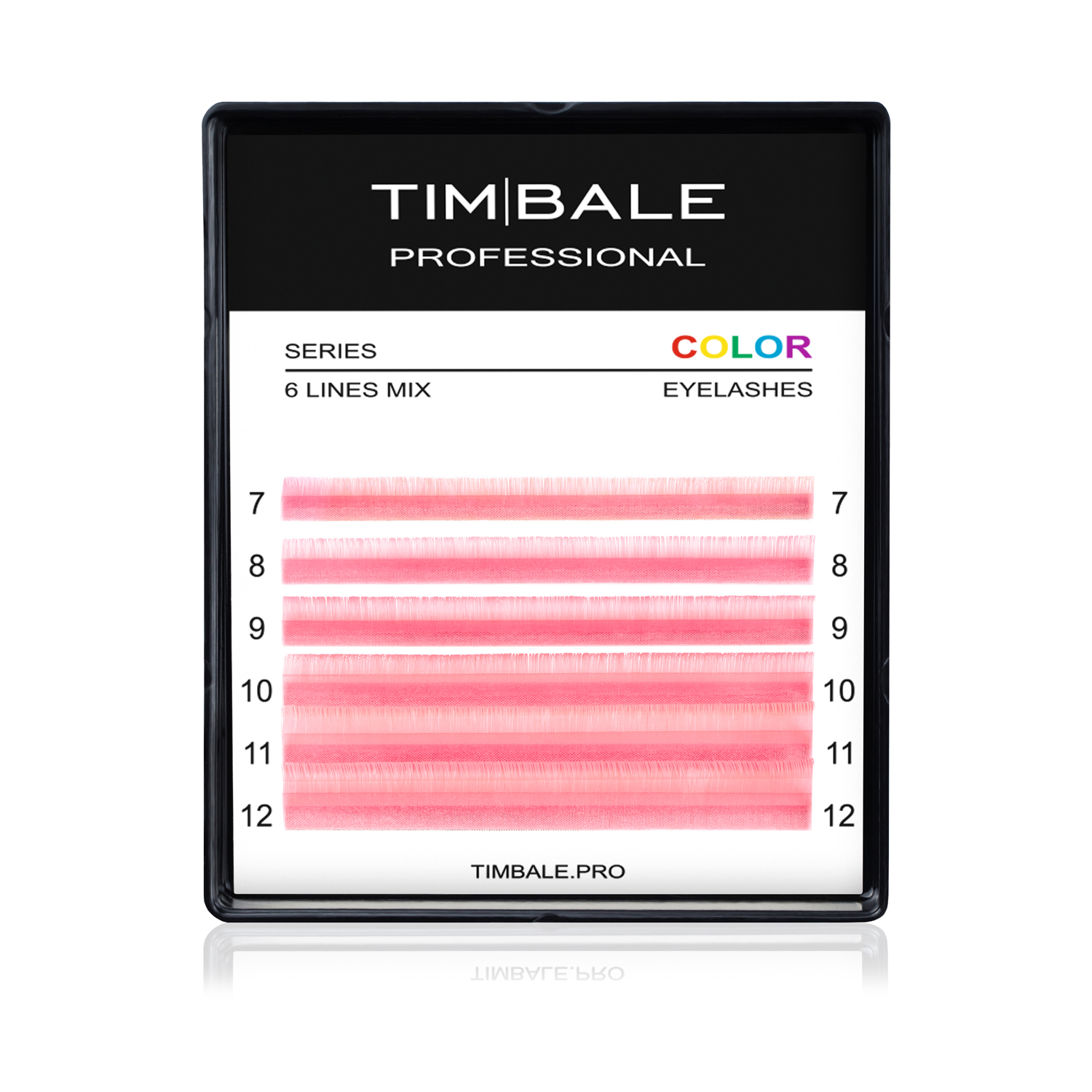 Ресницы цветные TimBale Pink, Розовые, Микс 6 линий