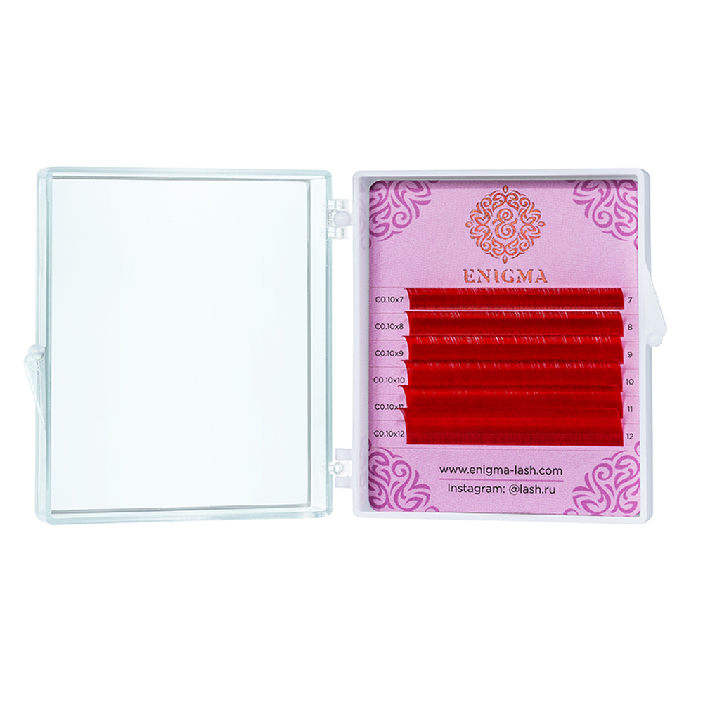 Ресницы цветные Enigma Red, Красные, Микс 6 линий