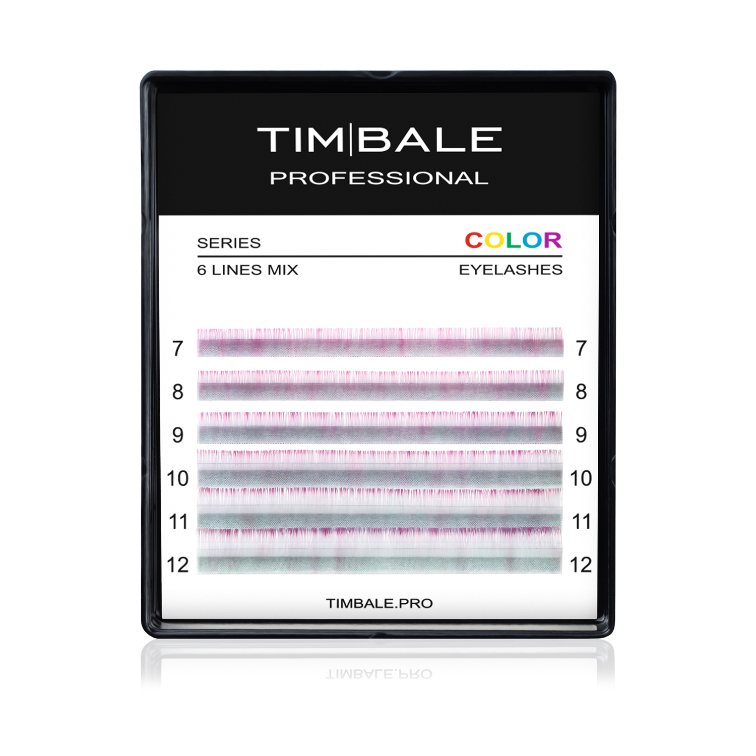 Ресницы двухцветные TimBale Emerald-Pink, Изумрудно-розовые, Микс 6 линий