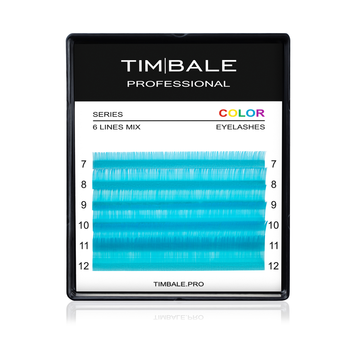 Ресницы неоновые цветные TimBale Neon Blue, Голубые, Микс 6 линий