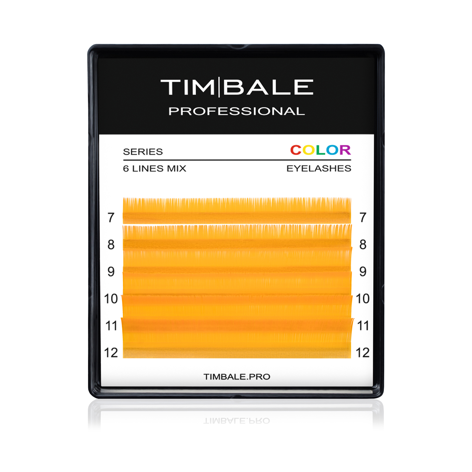 Ресницы неоновые цветные TimBale Neon Orange, Оранжевые, Микс 6 линий