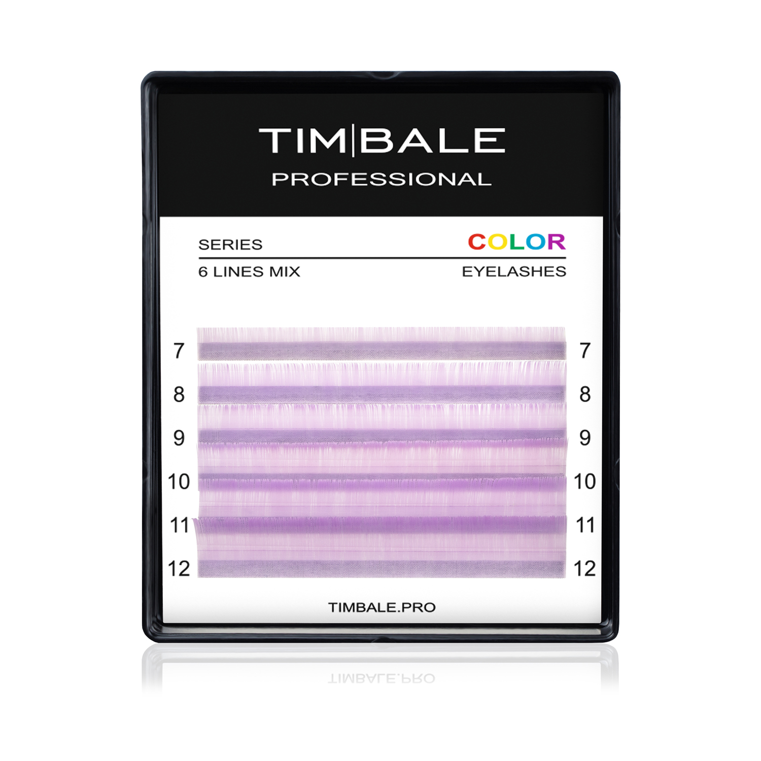 Ресницы цветные TimBale Light Violet, Светло-фиолетовые, Микс 6 линий