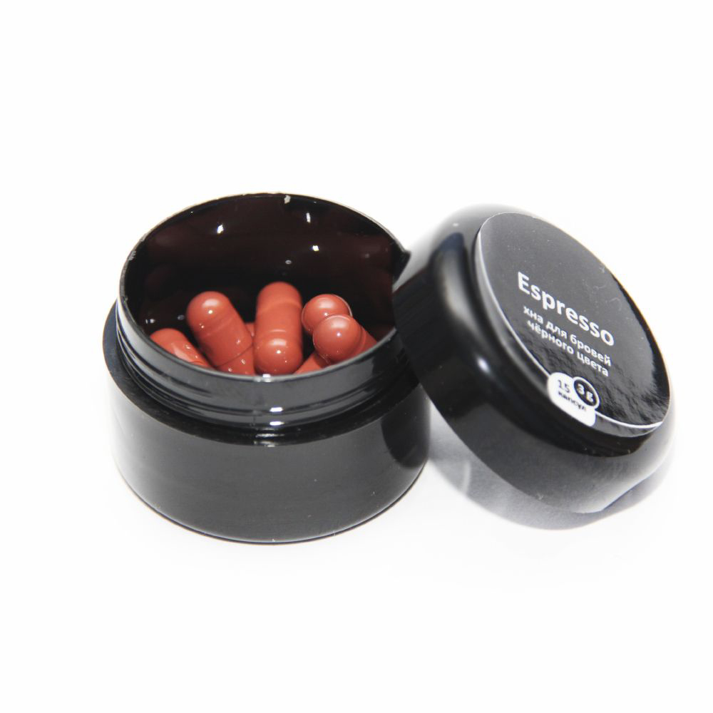 Хна для бровей BARBARA Espresso, 15 капсул, 3 г, Чёрная