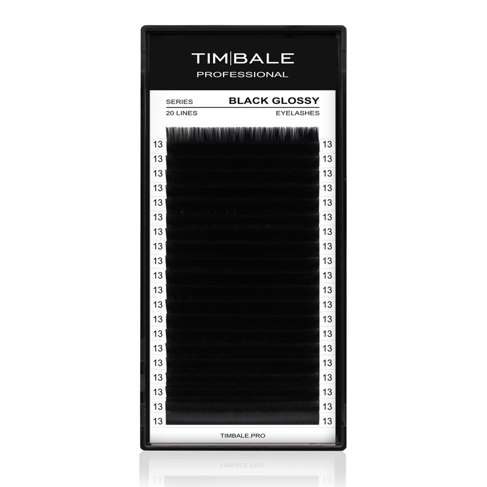Ресницы чёрные TimBale Black Glossy, 20 линий
